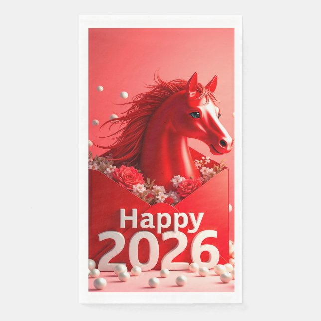Serviette En Papier Année du cheval 2026 (Devant)