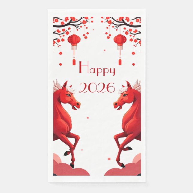 Serviette En Papier Année du cheval 2026 (Devant)