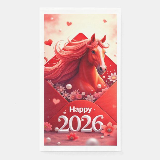 Serviette En Papier Année du cheval 2026 (Devant)