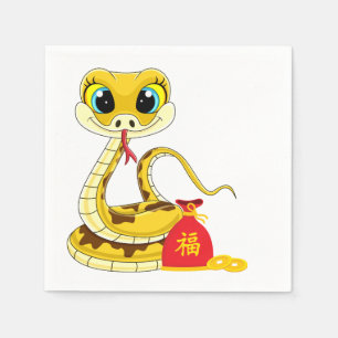 Serviette En Papier Année du serpent Cartoon Red Sack Napkins