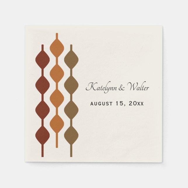 Serviette En Papier Années 70 rétro Mariage géométrique (Devant)