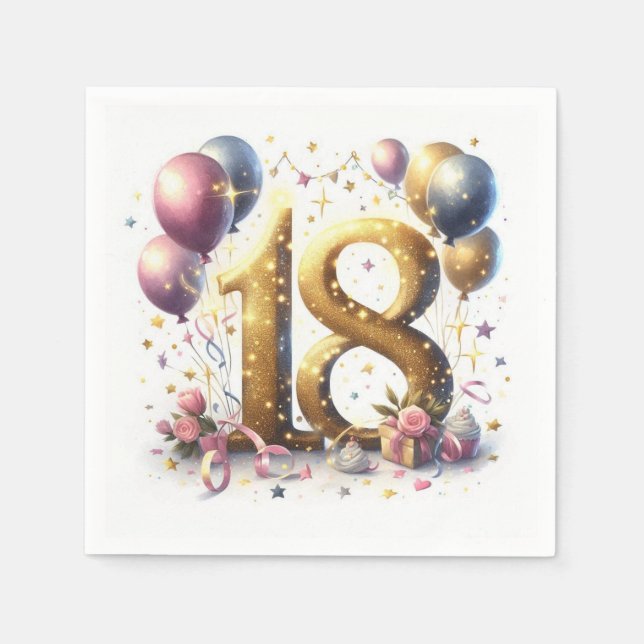 Serviette En Papier Anniversaire 18 ans (Devant)