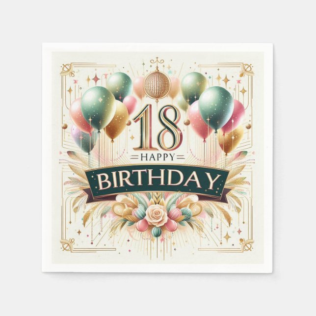 Serviette En Papier Anniversaire 18 ans (Devant)