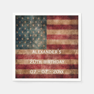 Serviette En Papier Anniversaire 20 ans Vintage Grunge USA Stars & Str