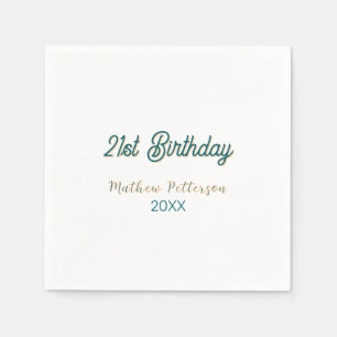 Serviette En Papier anniversaire 21 ans bleu orange stylé boho rétro n