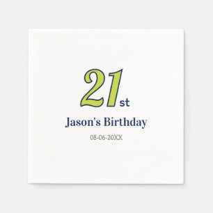Serviette En Papier anniversaire 21 ans nom en lettres grasses jaune b