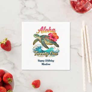 Serviette En Papier Anniversaire 21 ans Tortue de mer tropicale person