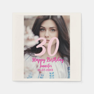 Serviette En Papier anniversaire 30 ans ajouter nom date année photo b