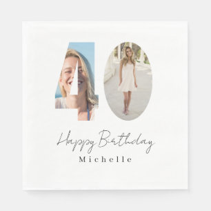 Serviette En Papier Anniversaire 40 ans Photo personnalisée