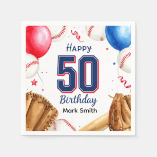 Serviette En Papier Anniversaire 50 ans Baseball 