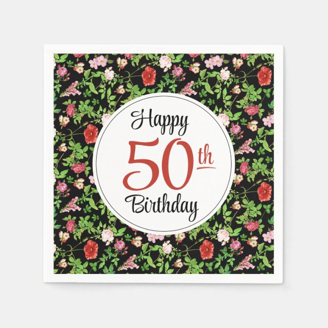 Serviette En Papier Anniversaire 50 ans Wildflower (Devant)