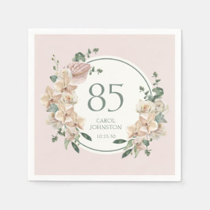 Serviette En Papier Anniversaire 85 ans Floral Tropical