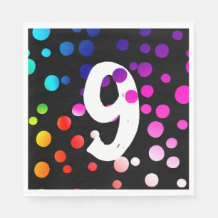 Serviette En Papier Anniversaire 9 ans points arc-en-ciel 