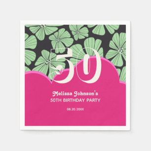 Serviette En Papier Anniversaire Abstrait de Chamomille Florale Rose