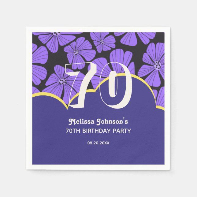 Serviette En Papier Anniversaire Abstrait de Chamomille Florale Violet (Devant)