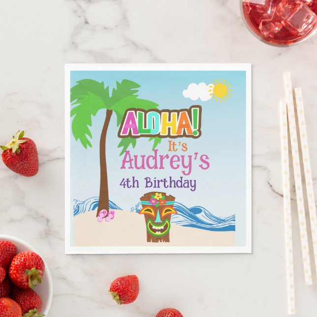 Serviette En Papier Anniversaire Aloha Luau (En situation)