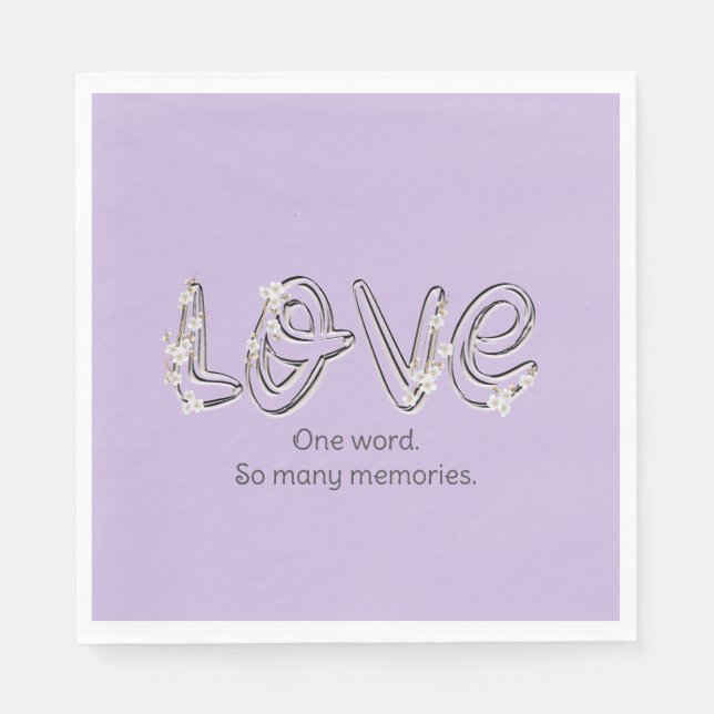 Serviette En Papier Anniversaire Amour Fleur d'Amande Texte (Devant)