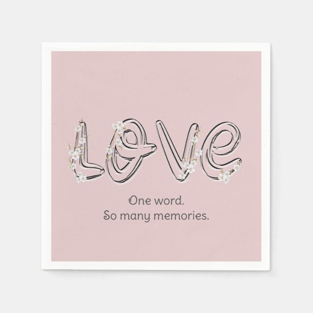 Serviette En Papier Anniversaire Amour Fleur d'Amande Texte (Devant)