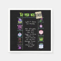 Anniversaire Année 1968 Papier de Partie Napkin