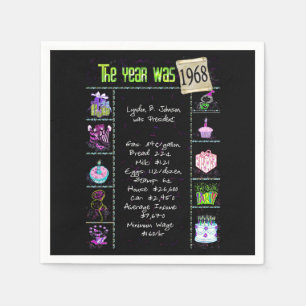 Serviette En Papier Anniversaire Année 1968 Papier de Partie Napkin