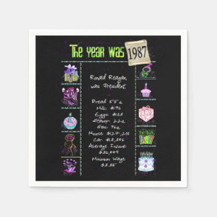 Serviette En Papier Anniversaire Année 1987 Papier de Partie Napkin
