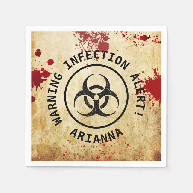 Serviette En Papier Anniversaire Apocalypse Zombie | Biohazard Hallowe (Devant)