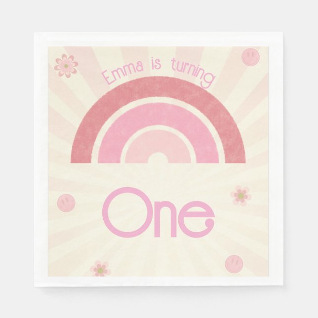 Serviette En Papier Anniversaire arc-en-ciel (Devant)