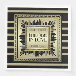 Serviette En Papier Anniversaire Art Déco Mariage Champagne Gold Gatsb