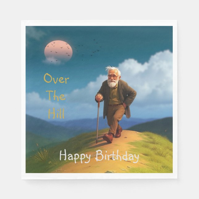 Serviette En Papier Anniversaire Au-Dessus De La Colline (Devant)