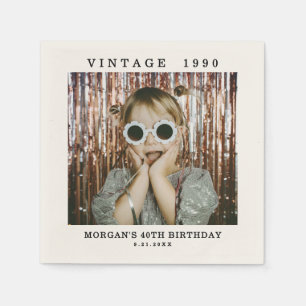 Serviette En Papier Anniversaire avec photo vintage personnalisée