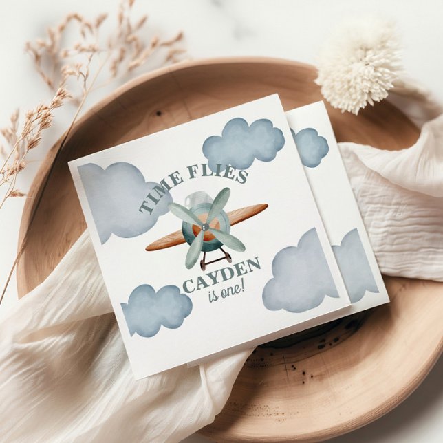 Serviette En Papier Anniversaire avion Temps qui passe (Créateur téléchargé)