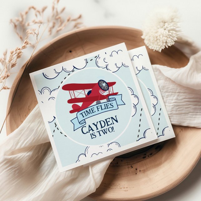 Serviette En Papier Anniversaire avion Temps qui passe (Créateur téléchargé)