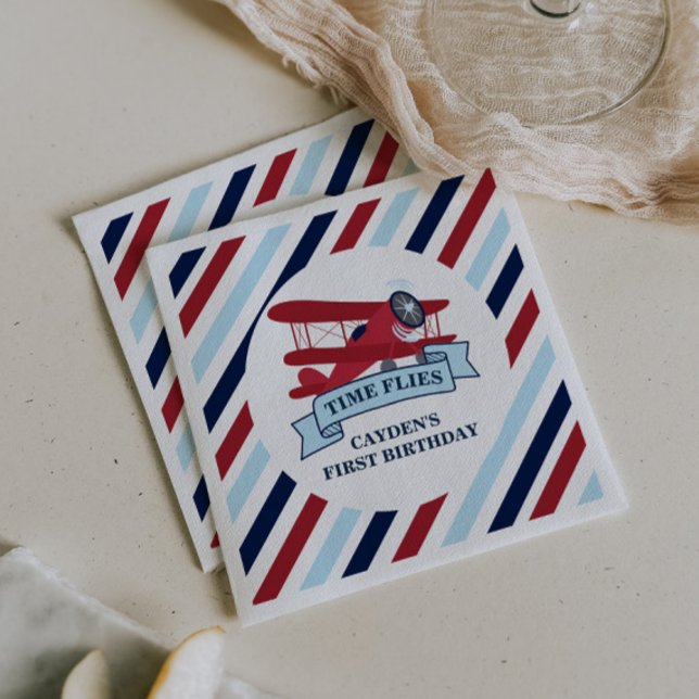 Serviette En Papier Anniversaire avion Temps qui passe (Créateur téléchargé)