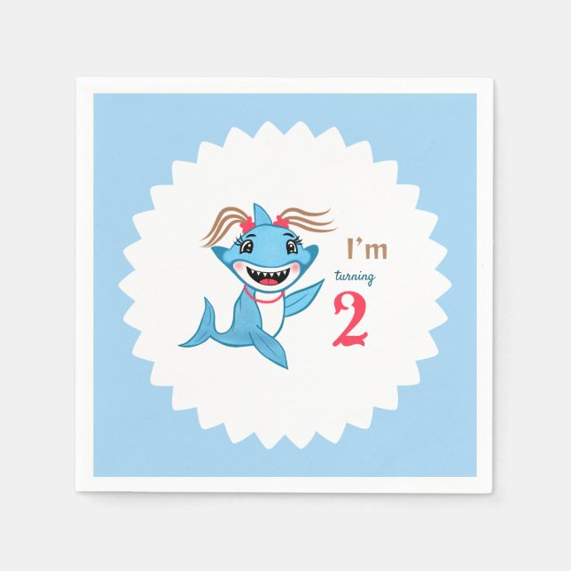 Serviette En Papier Anniversaire Baby shark (Devant)
