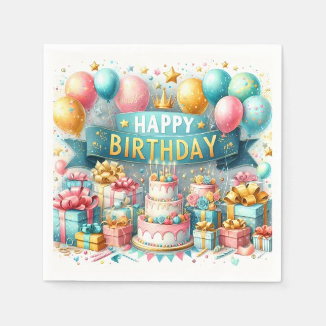 Serviette En Papier Anniversaire Bash Bliss (Devant)