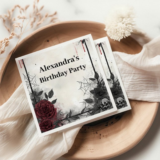 Serviette En Papier Anniversaire Bats & Roses gothiques (Créateur téléchargé)