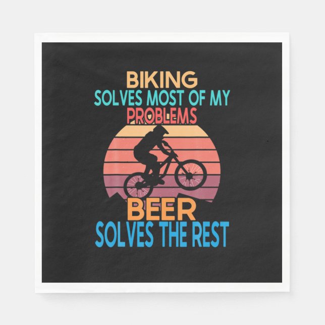 Serviette En Papier Anniversaire Bière Et Vélo (Devant)