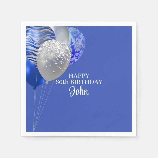 Serviette En Papier Anniversaire Bleu Hommes  (Devant)