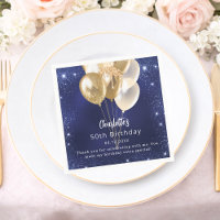 Anniversaire bleu marine parties scintillant or ba