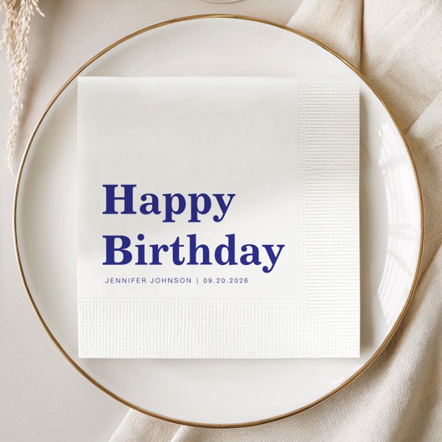 Serviette En Papier Anniversaire Bleu Nuit Moderne (Modern Navy Blue Birthday Napkins
)