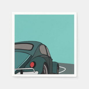Serviette En Papier Anniversaire Blue Classic Car