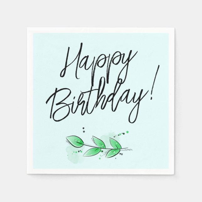 Serviette En Papier Anniversaire botanique des feuilles (Devant)