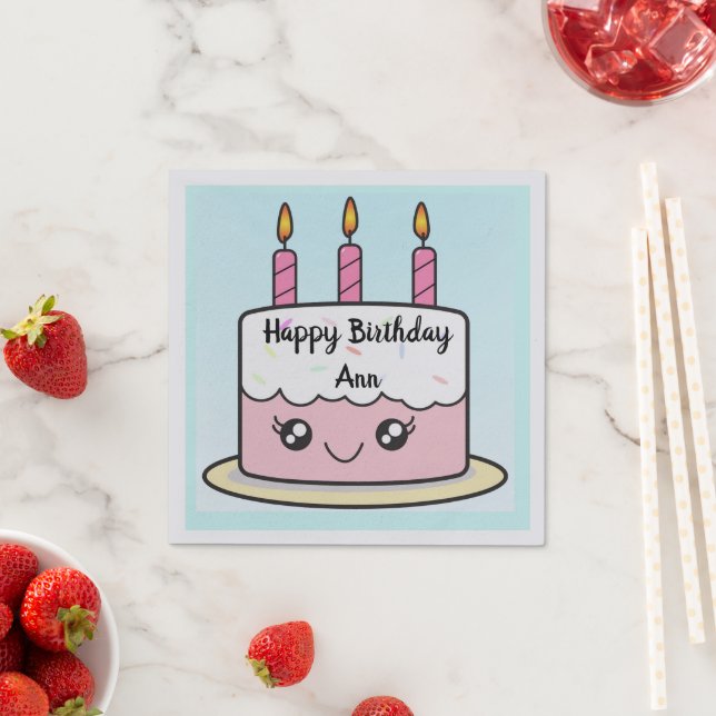 Serviette En Papier Anniversaire Cake Design Papier Napkin (En situation)