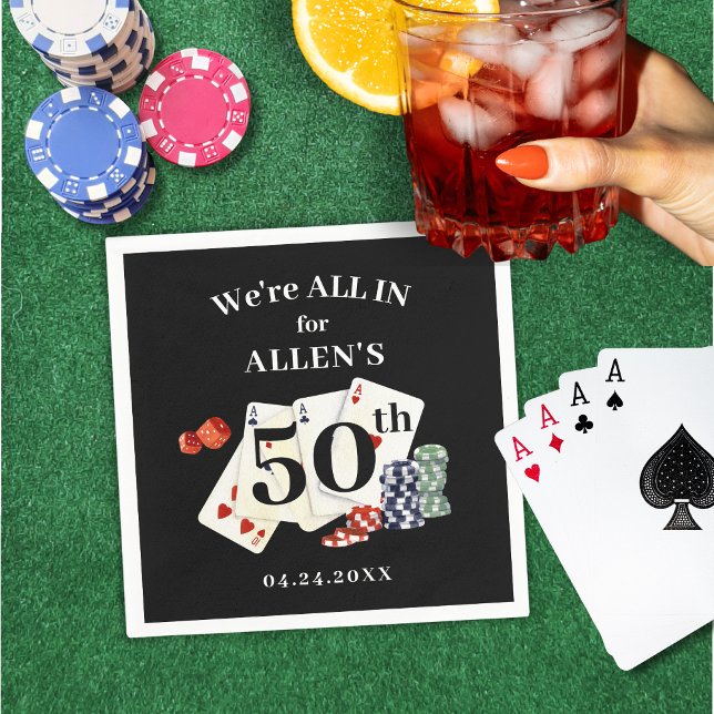 Serviette En Papier Anniversaire Casino Poker Vegas Personnalisé (Créateur téléchargé)