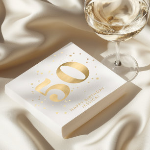Serviette En Papier Anniversaire Cinquante 50 Ans Moderne Paillettes D