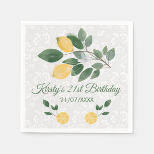 Serviette En Papier Anniversaire Citrons Siciliens Aquarelle
