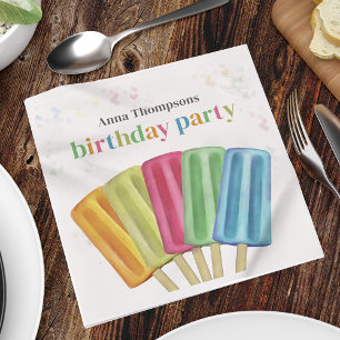 Serviette En Papier Anniversaire Coloré Simple Popsicles mignonne été