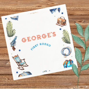 Serviette En Papier Anniversaire Cowboy Blue Western Wild West 