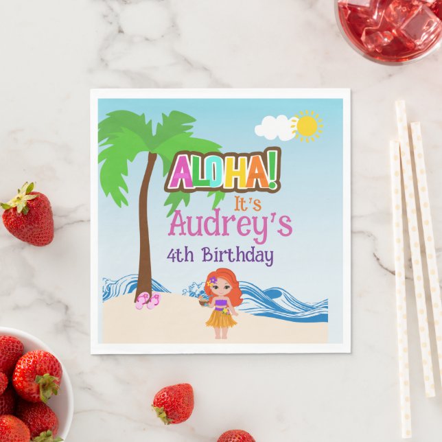 Serviette En Papier Anniversaire d'Aloha Luau (En situation)