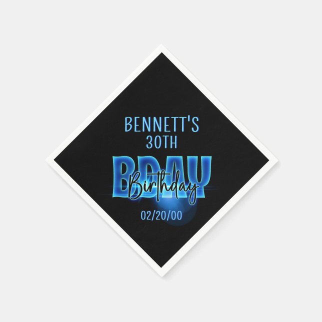 Serviette En Papier Anniversaire de Blue Neon (Coin)